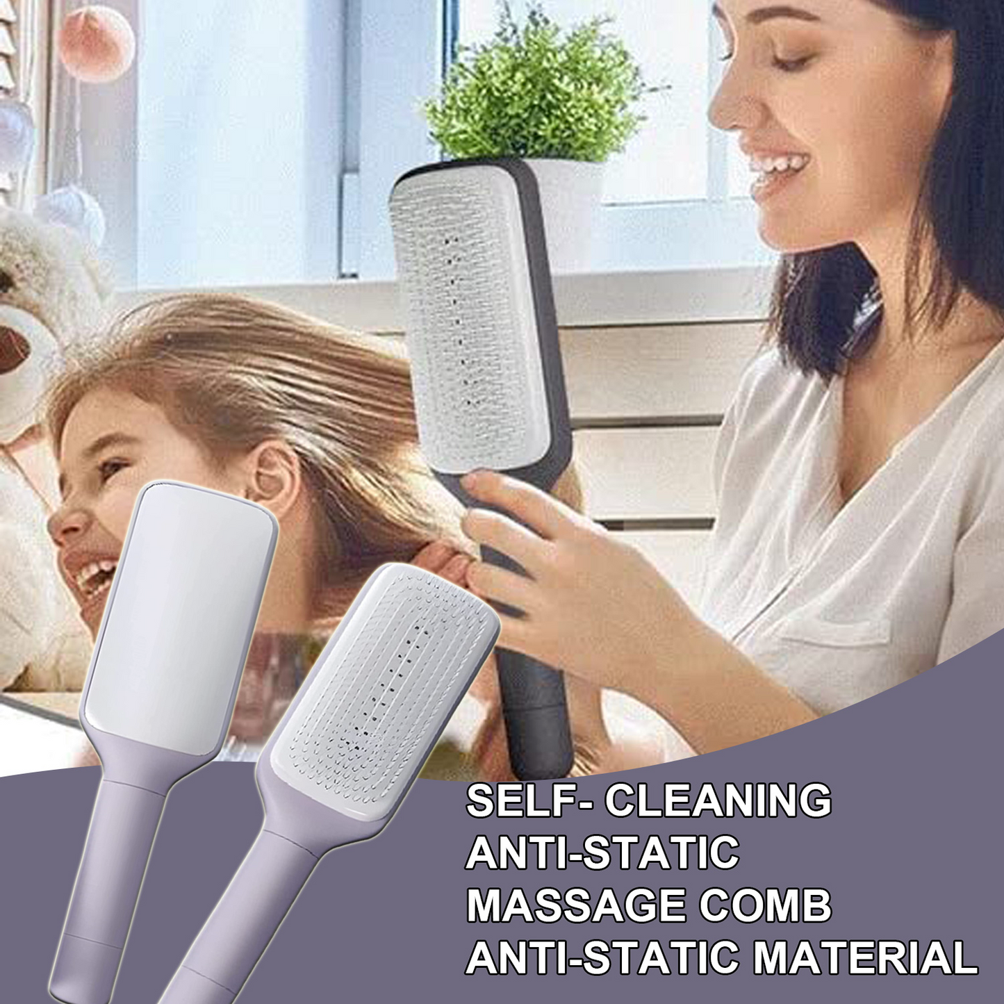 Self-Cleaning Anti-Static Hair Brush | 4-in-1 Massage Comb