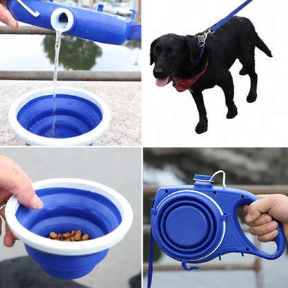 Dog Leash with Water Bottle & Cup | Pet Walking Set