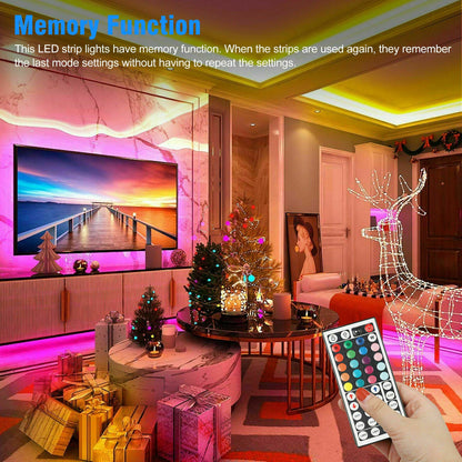 32FT LED Strip Lights Remote Control Bedroom Waterproof for Indoor Outdoor Use