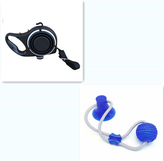 Dog Leash with Water Bottle & Cup | Pet Walking Set